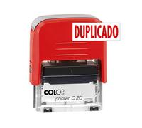 COLOP - Sello para Oficina, Empresas y Comercios con Texto DUPLICADO | con Tamaño de Impresión 14 x 38 cm | Incluye Una Almohadilla de Tinta E/20 en Color Rojo