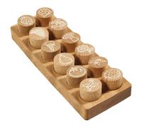 COLOP Woodies Mix - Juego de sellos de madera (12 diseños, reconocimiento y motivación, madera de haya, tamaño de impresión: 29 mm de diámetro, rectangular)