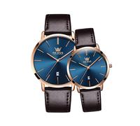 (color 02) Reloj de pareja OLEVS original, conjunto de relojes para él y para ella, reloj de pulsera