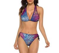 Color Abstracto Ondas Nubes Conjuntos De Bikini De Mujer Lindo Panda Halter String Triángulo Traje De Baño Traje De Baño