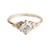 Color - Anillo de diamantes de imitación cuadrados brillantes para mujeres y niñas, 6 procesos creativos y exquisitos procesos profesionales