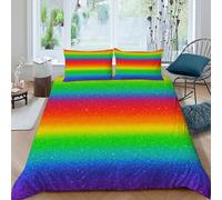 Color arcoíris Juego De Funda para Edredón 3 Piezas 3D Impresa Rainbow Sky Rainbow con Cremallera Y Funda De Almohada King（220x240cm） 100% Microfibra Ropa De Cama