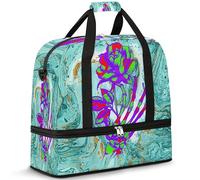 Color Art - Bolsa de viaje de mármol para mujeres y hombres, diseño de calavera de mármol, rosa, para fin de semana, plegable, húmeda, separada, 47 L, bolsa de mano para deportes, gimnasio, yoga,