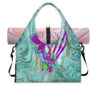 Color Art - Bolsa deportiva de mármol con compartimento para zapatos, diseño de calavera de mármol, rosa, fin de semana, bolsa de equipaje para gimnasio, yoga, viajes, color, L, Bolsa de viaje
