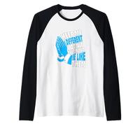Color Azul Pray To Be Different Gráfico Azul Camiseta Manga Raglan