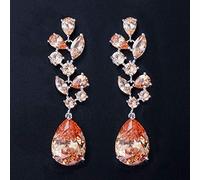 Color blanco rojo azul oscuro 5.7 cm de agua longitud caída de circonía cúbica aretes de boda para novias