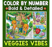 Color By Number Bold & Detailed Veggie Vibes: Where Playful Garden Friends Bring Sweet Stories to Life for Joyful Unwinding and Relaxation