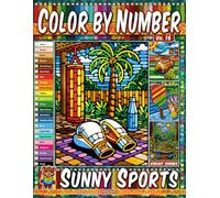 Color by Number Vol. 16 - Sunny Sports: Vibrant Summer Edition - 20 Pages in Diverse Art Styles - Sporting Gear And Bright Outdoor Fun