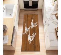 Color Caramelo Alfombras Larga 40 x 120 cm, Estilo Artístico Tabla Madera Golondrinas Vuelo Alfombra Pelo Corto Moqueta Sala Alfombrilla Grande Salon Antideslizante para Habitacion Comedor Dormitorio