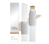 Color Changing Foundation Stick con cepillo, 2 en 1 multiusos Natural Cover Cream, corrector de maquillaje que cambia de color, crema de cobertura completa, crema ligera resistente al agua y duradera