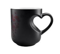 Color Changing Mug - Heart Shape Ceramic Coffee Cup 325ml | Heat Reactive Magic Design With Handle Surprise Pattern, Ideal For Couples Romantic Gift Home Kitchen Office Use