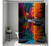 Color Cortina de Ducha 180x240 cm, Impermeable Cortina Ducha Selva Cortinas de Baño Poliester Lavable Cortinas Baño con 12 Anillas Dobladillo Ponderado para Familia, Hotel, Bañera, Regalo -ly25072YX