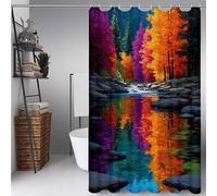 Color Cortina Ducha 200x240 cm, Cortina de Ducha Selva Cortinas de Baño Poliester Lavable con 12 Anillas, Dobladillo Ponderado Shower Curtain para Familia, Hotel, Bañeras y Cuartos de Baño -ly2507294