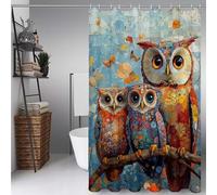 Color Cortina Ducha 80 x 200 cm, Cortina de Ducha BúHo Cortinas de Baño Poliester Lavable con 12 Anillas, Dobladillo Ponderado Shower Curtain para Familia, Hotel, Bañeras y Cuartos de Baño -ly25072C2