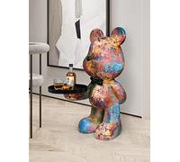 Color Creativo Pintura Al Óleo Oso Esculturas Decoraciones Para El Hogar Figurita Resina Oso Estatuas Sala De Estar Accesorios Para El Hogar