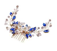 Color Crystal Pearls Wedding Hair Combs Women Headbands Accessories Flower Bridal Headpiece Clip Bride Jewelry(Color1)