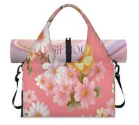 Color Daisy - Bolsa deportiva con compartimento para zapatos, bolsa de fin de semana, bolsa de equipaje para gimnasio, yoga, viajes, color, L, Bolsa de viaje