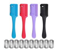 Color De Afeitar De Cabello De 4 Piezas, 10 Cuchillas De Reemplazo, Corta De Pelo Doble Para Cabello, Recortadora De Adelgazamiento De Cabello, Corta De Cabello Para Adultos Para Niños.