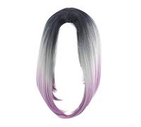 Color de cabello Peluca natural Moda teñida Corto BOB Gradiente Parte central Peluca completa de mujer sintética Peluca Africana Mujer (Purple, One Size)