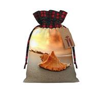 Color del atardecer de la playa, decoración de Navidad, bolsa de regalo con cordón, bolsas de regalo de Halloween y cumpleaños, bolsas de regalo reutilizables multiusos