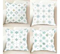 Color del Huevo De Pato Funda Almohada Impermeable Juego de 4, Lino Pillow Case GráFicos Funda Almohada 60X60cm, Doble Cara Impresión Cushion Covers para Decoracion Hogar, Regalo Mujer -bby250113A