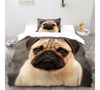 Color del Perro Impresión 3D Respirable Ropa De Cama 2 Piezas Poliéster Fundas De Almohadas Cierre con Cremallera Single（135x200cm） para Adultos, Mujeres Y Niños