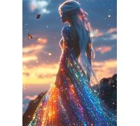 Color Diamond Painting, Chica Diamond Painting Adultos, 5D Pintura Diamante NiñOs, Full Drill círculo Cristal Gem Conjunto De ArtesaníA Principiantes, Para Decoracion Navidad Interior 50x70cm 0U-708