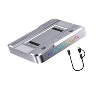 Color Double NVMe - Estación de acoplamiento de disco sólido 2000 MB/S, USB 3.2, 20 Gbps, aluminio, compatibilidad de varios tamaños, tipo vertical, doble NVMe con iluminación de color