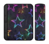 Color Fluorescent Star - 2 almohadillas para correa de asiento de coche, protege tu cuello y hombros, funda para cinturón de seguridad, bonita para furgonetas, furgonetas, la mayoría de los coches, 10