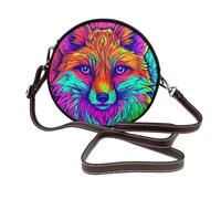 Color Fox Face - Bolso cruzado redondo de piel para mujer