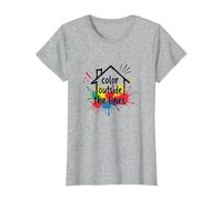 Color Fuera de Las líneas: Expresión Creativa Vibrante Camiseta, Mujer, Gris Jaspeado, XS
