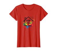 Color Fuera de Las líneas: Expresión Creativa Vibrante Camiseta, Mujer, Rojo, XS