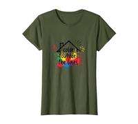 Color Fuera de Las líneas: Expresión Creativa Vibrante Camiseta, Mujer, Verde Oliva, XS