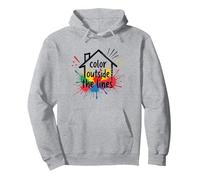Color Fuera de Las líneas: Expresión Creativa Vibrante Sudadera con Capucha, Unisex para Adultos, Gris Jaspeado, L