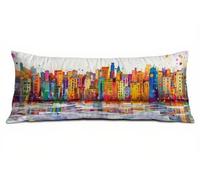 Color Fundas Almohada 60x180 cm, Funda de Almohada Ciudad Cojines Cama, Suave Terciopelo Fundas Cojins Doble Cara con Cremallera Invisible, Funda de Cojín Decoración del Hogar para Sofá Cama B-4417