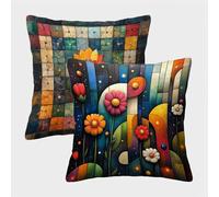 Color Fundas Cojines 35x35 Juego de 2, GeometríA Fundas Cojines 35x35, Suave Terciopelo Cuadrado Pillow Case con Cremallera Oculta, Cushion Covers para Decoracion Hogar Sofás, Regalo Mujer V-3612