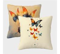 Color Fundas Cojines 40x40 Juego de 2, Mariposa Fundas Cojines 40x40, Suave Terciopelo Cuadrado Pillow Case con Cremallera Oculta, Cushion Covers para Decoracion Hogar Sofás, Regalo Mujer A-1310
