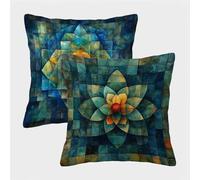 Color Fundas Cojines 45x45 Juego de 2, GeometríA Fundas Cojines 45x45, Suave Terciopelo Cuadrado Pillow Case con Cremallera Oculta, Cushion Covers para Decoracion Hogar Sofás, Regalo Mujer V-3262