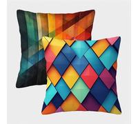 Color Fundas Cojines 50x50 Juego de 2, GeometríA Fundas Cojines 50x50, Impermeable Lino Cuadrado Pillow Case con Cremallera Oculta, Cushion Covers para Decoracion Hogar Sofás Sala de Estar 9-1339