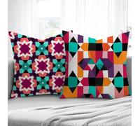 Color Fundas de Cojines 45x45cm, Patrón Fundas para Sofa xxl Juego de 2 Ultrasuave y Cómodo Cuadrado Cojines Exterior con Cremallera Invisible para Silla Dormitorio halloween Decorar Regalos R1-869