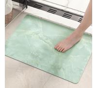 Color G Alfombra Baño Antideslizante, Alfombra de Baño Súper Absorbente, Alfombra Diatomita Baño, Alfombra Ducha Lavable, Alfombra Mármol para Bañera, Ducha, Cuarto y Cucina (Verde Claro,43x80cm)