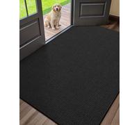 Color&Geometry Felpudo Entrada Casa 92x142cm, patrón de compilación Vintage, Reverso de Goma Antideslizante, fácil Cuidado, Fino y fácil de cuidar para entradas, pasillos,Negro ébano