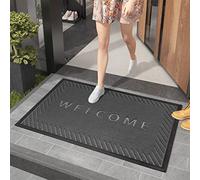 Color&Geometry Felpudo Entrada Casa, Felpudo Exterior Antideslizante, Alfombra Entrada Casa Lavable Atrapar Suciedad, Welcome Alfombra Exterior para Exterior, Pasillo (60x90cm, Gris)