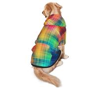 Color Grid - Sudadera con capucha para perros medianos y grandes, abrigo de invierno para mascotas, color negro
