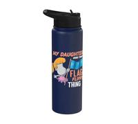 Color Guard, papá, mi hija, hace esa cosa con la bandera volteada Stainless Steel Insulated Water Bottle