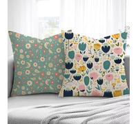 Color Huevo Pato Fundas de Cojines 65x65cm, Flor Fundas para Sofa xxl Juego de 2 Suave Cómodo Cuadrado Cojines Exterior con Cremallera Invisible para Silla Dormitorio halloween Decorar Regalos R1-875