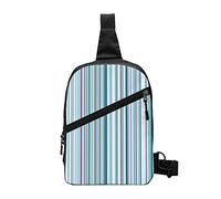 Color Lavanda Verde Azulado Rayas Verticales Geométrica Sling Bag Plegable Pecho Hombro Mochila Riñonera Crossbody Bolsos para Hombres Mujeres Viajes Senderismo Al Aire Libre