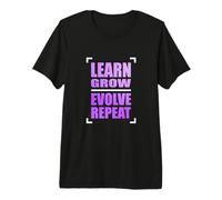 Color Morado Aprender Crecer Evolucionar Repetir Gráfico Camiseta Premium