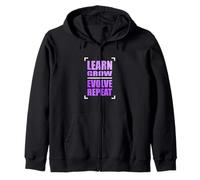 Color Morado Aprender Crecer Evolucionar Repetir Gráfico Sudadera con Capucha