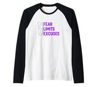 Color Morado SIN Excusas-Fear-Limits Purple Graphic Camiseta Manga Raglan